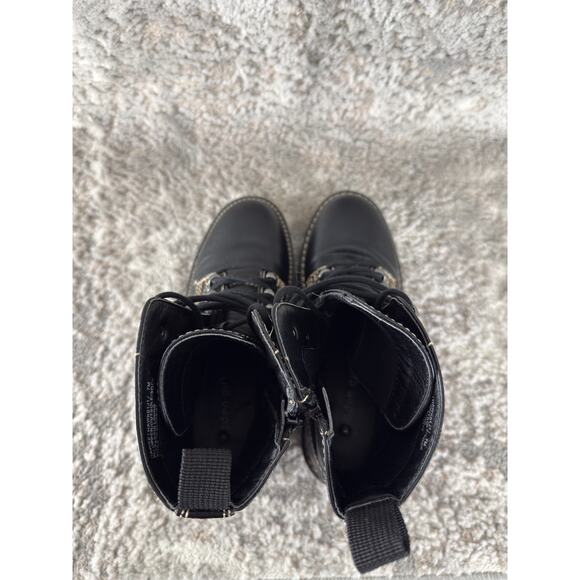 Madden Girl Size 7M Hawke Faux Leather Lace Up Combat Boots Black Block Walking - Picture 7 of 10